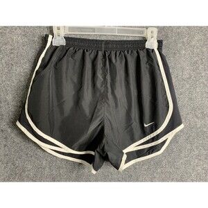 Nike Dri Fit Running Shorts Black W/ White Stripes Lined Sz M